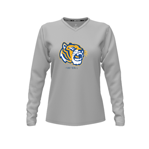 [FTLVPTGY-FYXS-LOGO2] Decker Performance T-Shirt (Female Youth XS, Gray, V Neck, Logo 2, Long Sleeve)