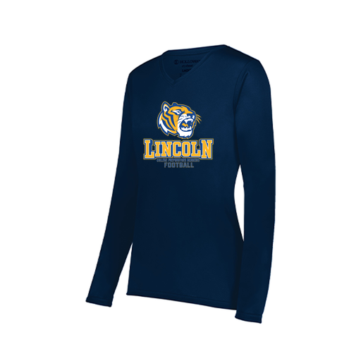 [222824.065.S-LOGO1] Ladies LS Smooth Sport Shirt (Female Adult S, Navy, Logo 1)